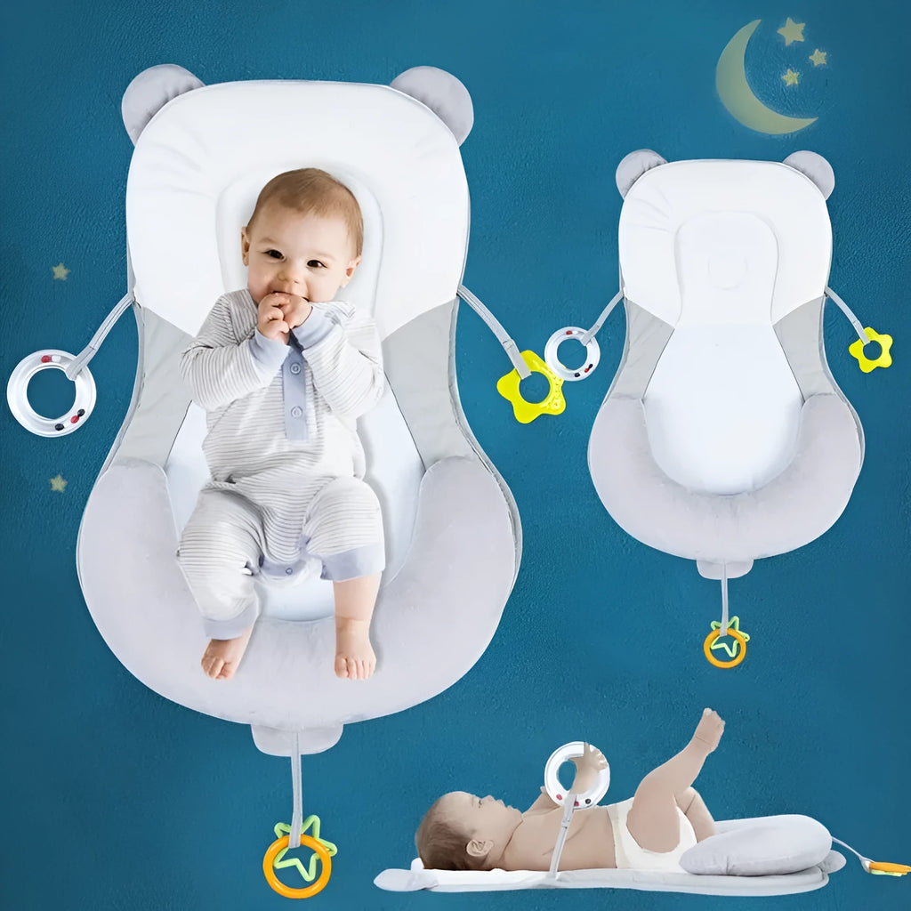 Baby positioning pad in grey colour with sleeping pad shape and polyester fiber filling