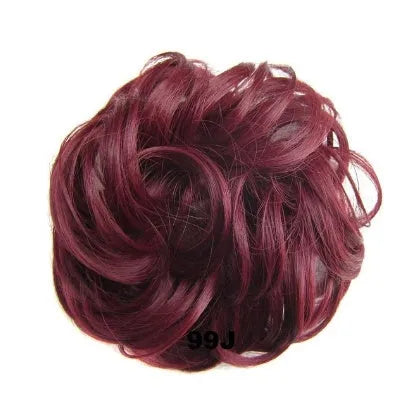 Hair ring adjustable wig band in burgundy colour on white background