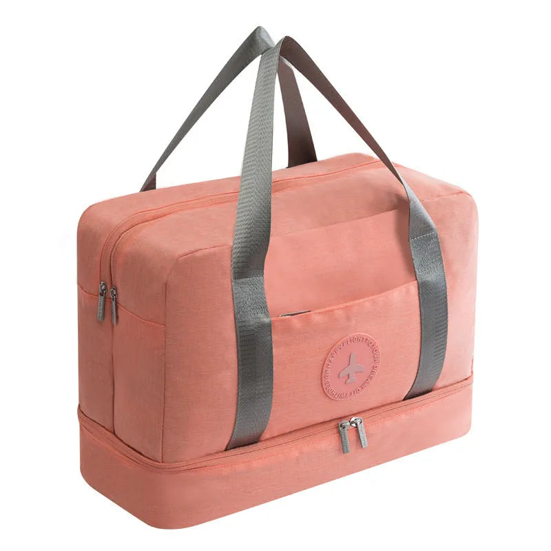 Waterproof multifunctional shoe bag in black polyester with zipper pockets