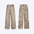 Marble dark straight loose A-line casual pants in pure cotton denim for teenagers mid waist zip fly