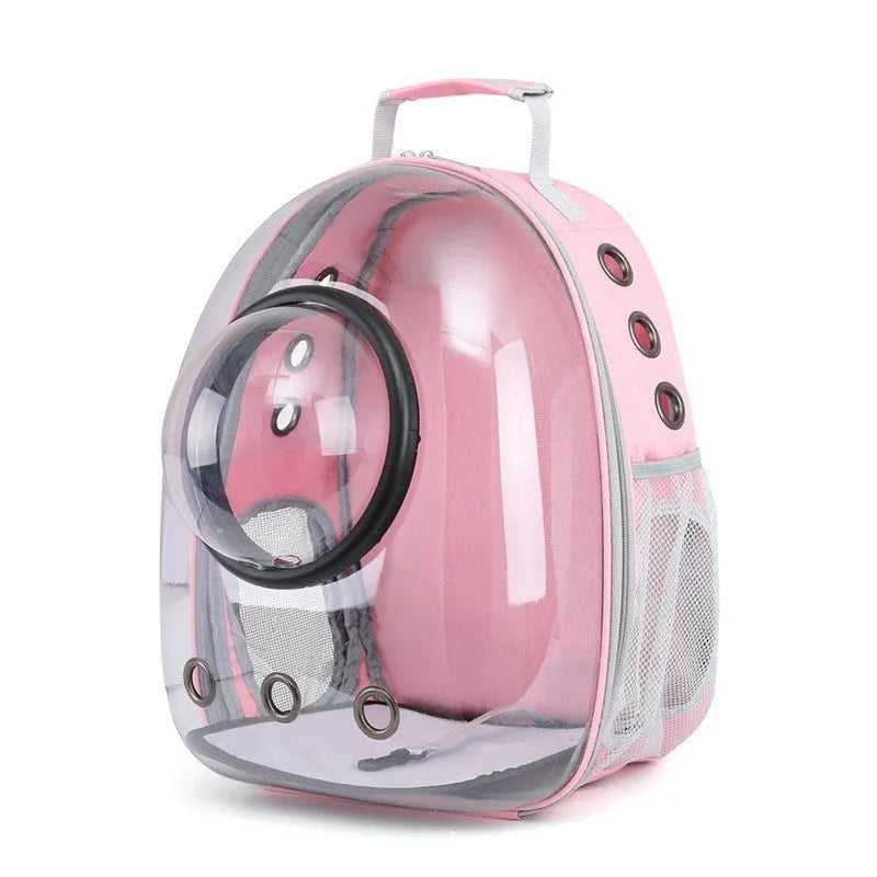 Grey PC hard-shell astronaut-style cat diaper bag with side opening