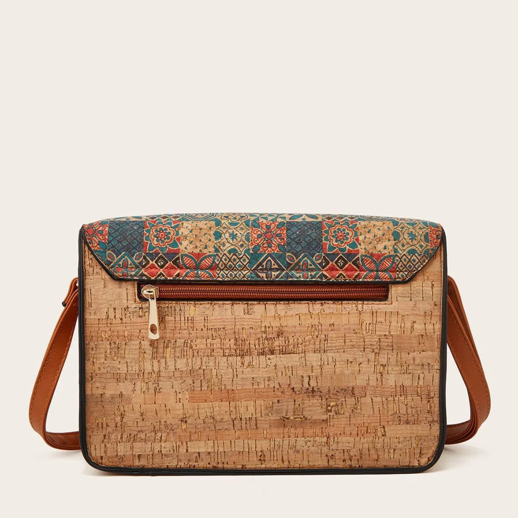 Women's printed PU crossbody bag with single strap shown in one of four colour options: pansy, square print, grass flower, or green.