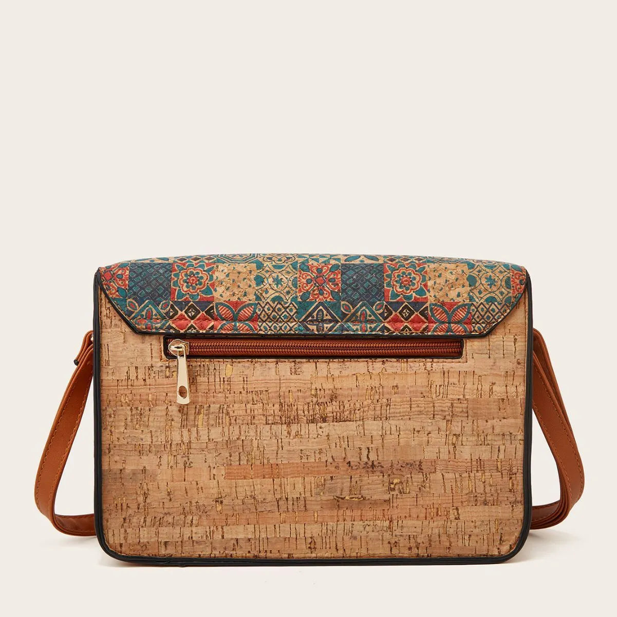 Women's printed PU crossbody bag with single strap shown in one of four colour options: pansy, square print, grass flower, or green.