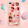 Transparent silicone iPhone case with a printed pink and brown ice cream pattern on the back.