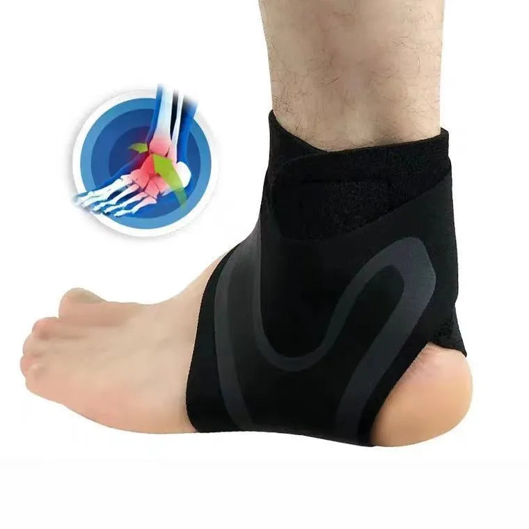 Left and right ankle support sleeves shown on feet, sized for shoe sizes 37 to 46.