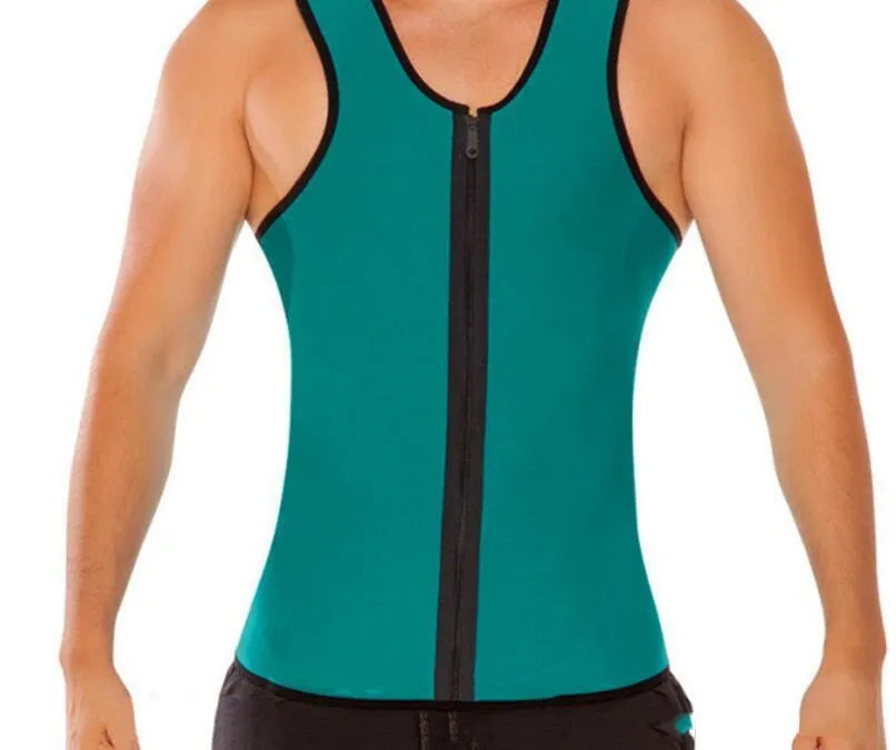 Men's spandex sports vest with rubber corset in black, blue, gray, green, orange, yellow, camouflage