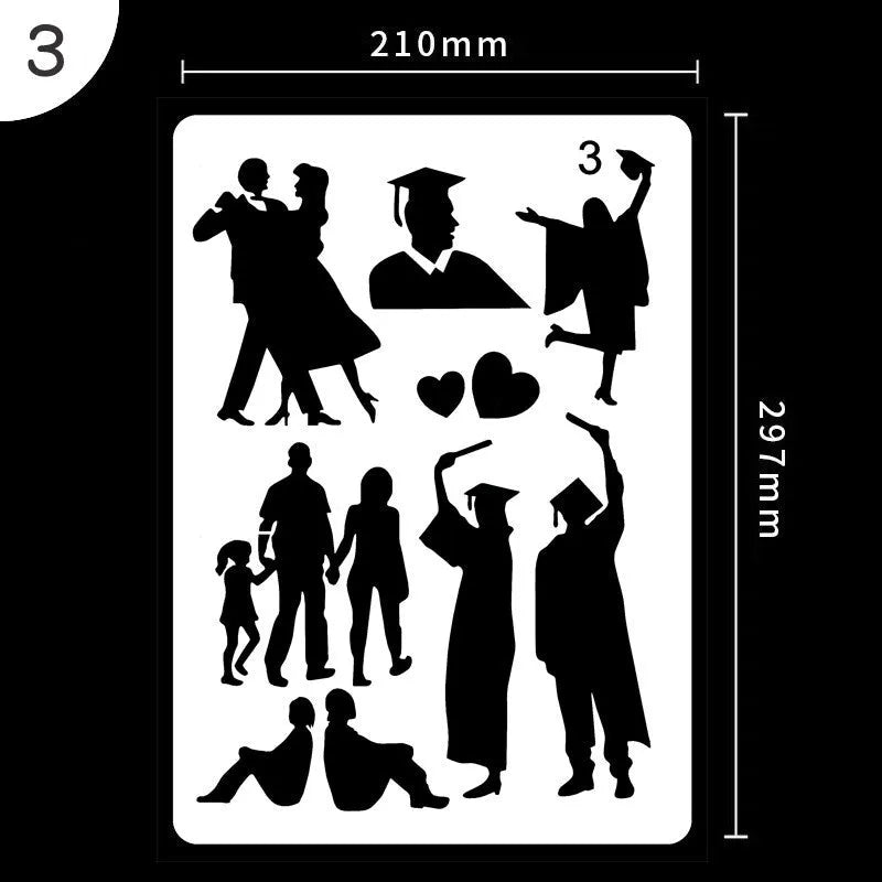 White plastic drawing stencil template for easy tracing and art projects.