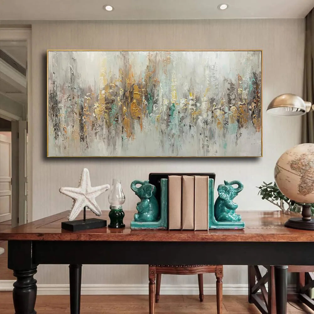Handmade abstract oil painting on canvas horizontal modern wall art for living room decor