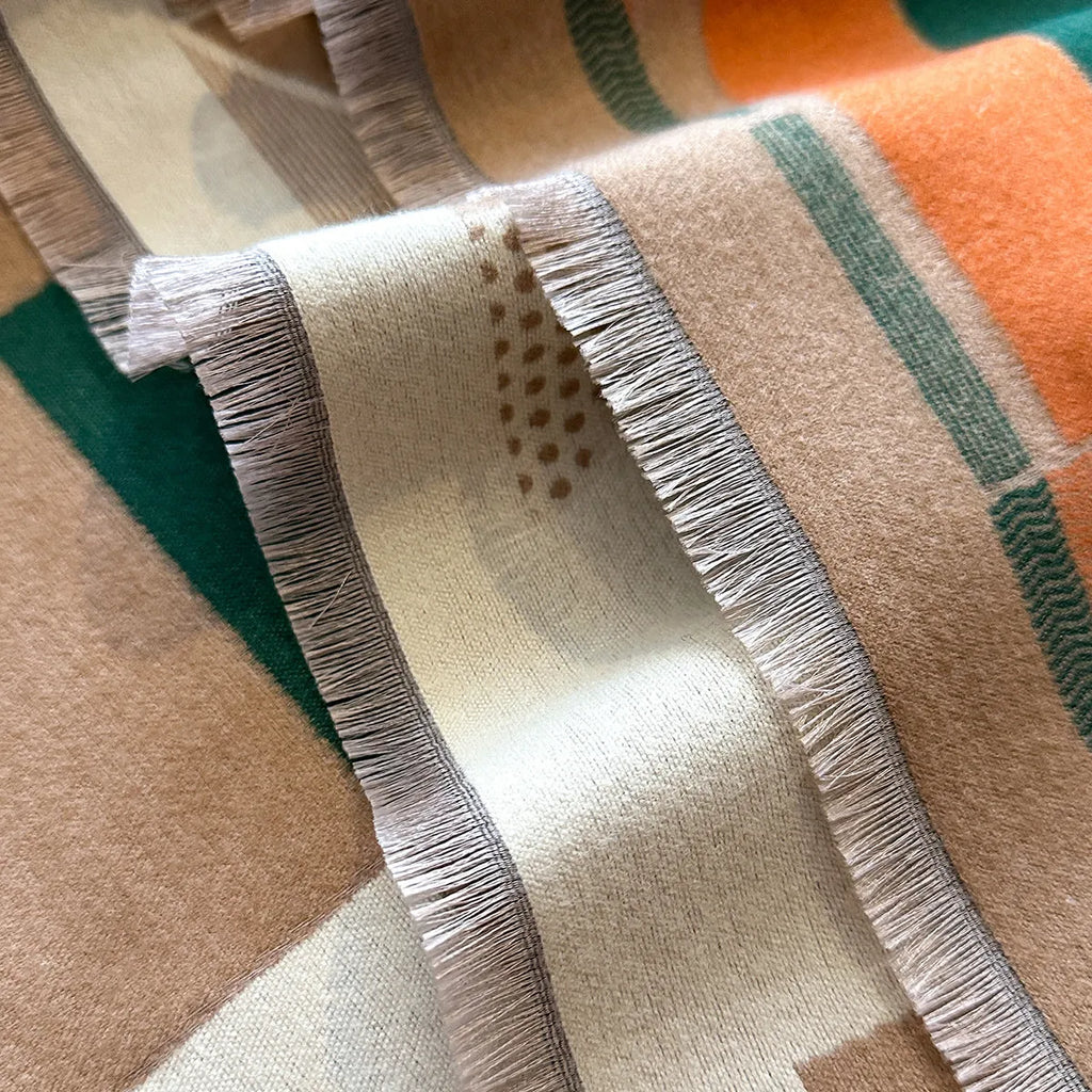 185x65cm cashmere-like polyester scarf in autumn colours showing European styling