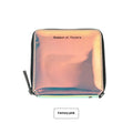 Short folding Korean style women's wallet in PU leather, shown in crystal blue colour