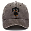 Retro washed baseball cap with embroidered Dachshund design and digital print in cotton fabric