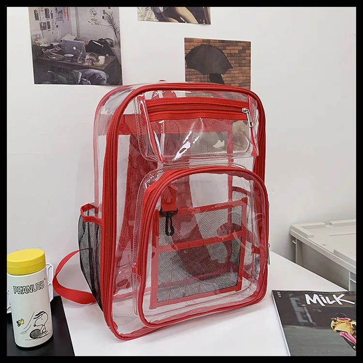 Transparent PVC waterproof backpack with voile inner bag in colour options