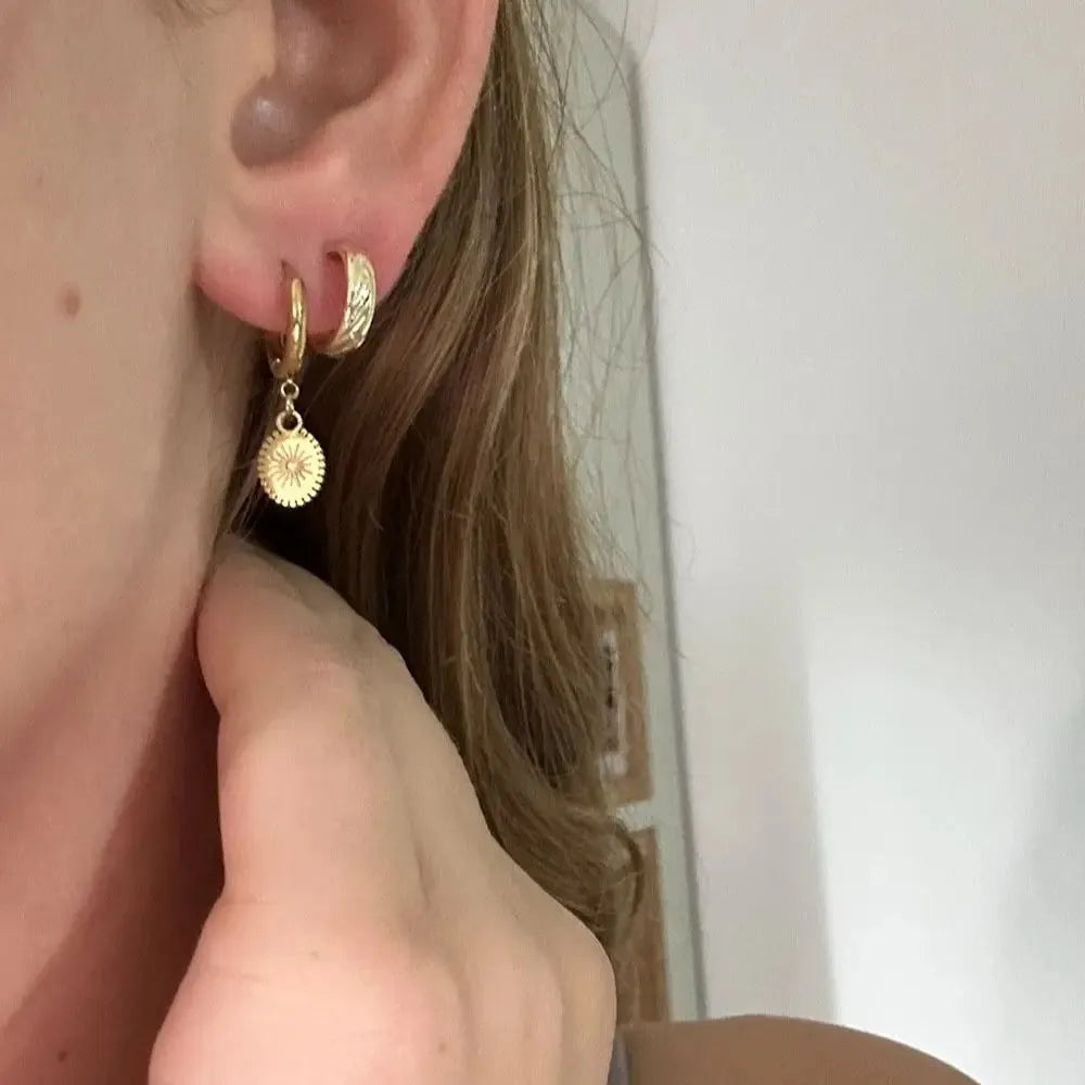 Geometric ellipse button earrings in stainless steel with non-fading finish for women