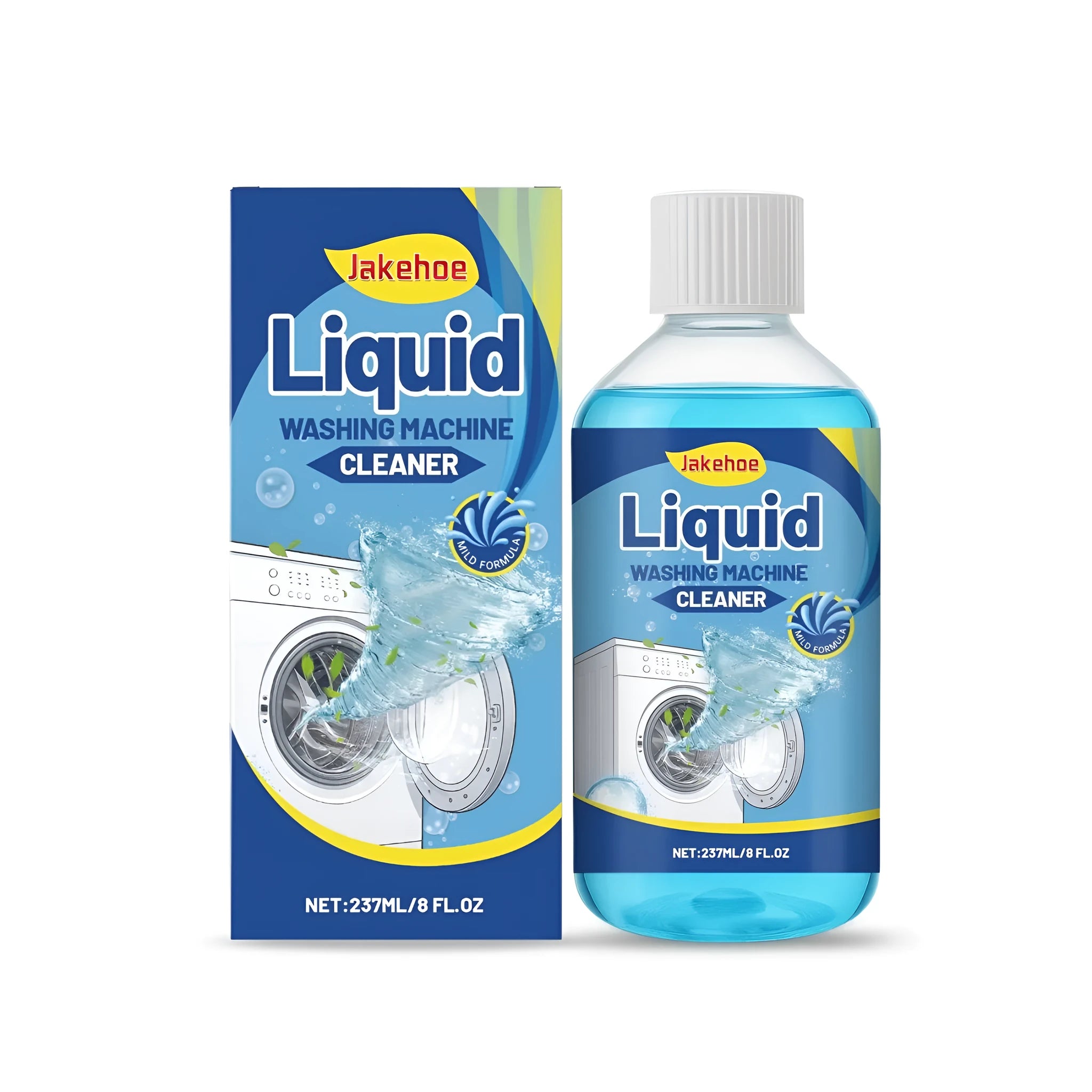 237ml bottle of liquid washing machine cleaner with ingredient list including sodium lauryl polyether sulfate