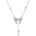 925 sterling silver necklace with a detailed butterfly and heart-shaped pendant on an adjustable O-ring chain.