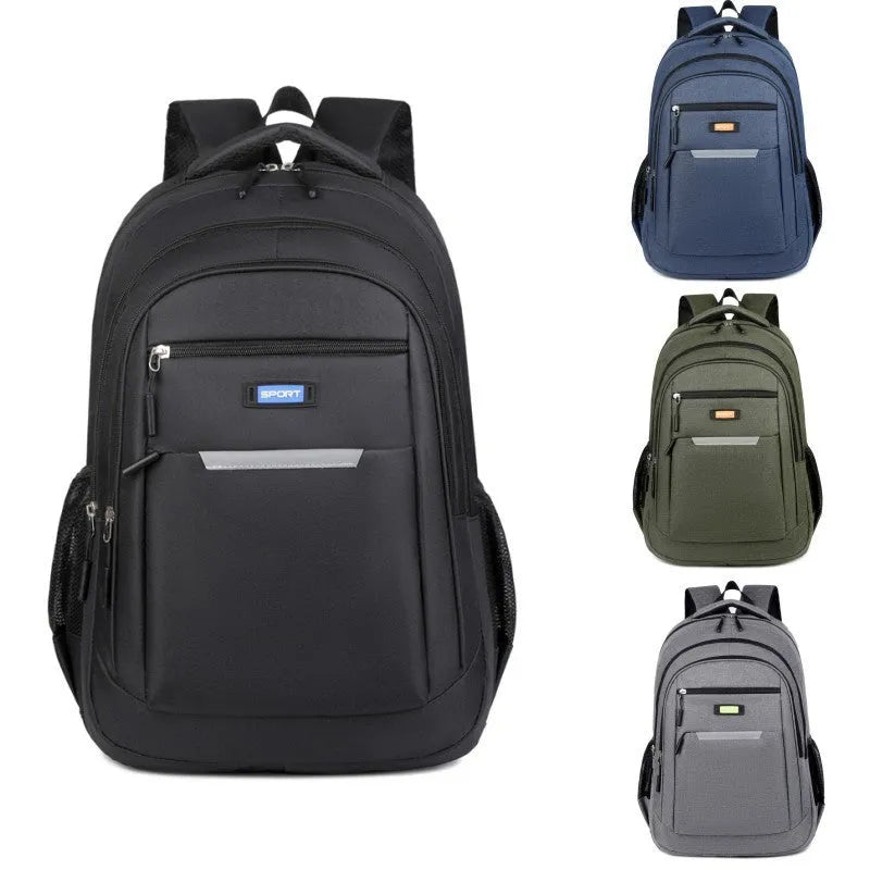 Casual grey men's backpack made of Oxford cloth with a breathable back panel.
