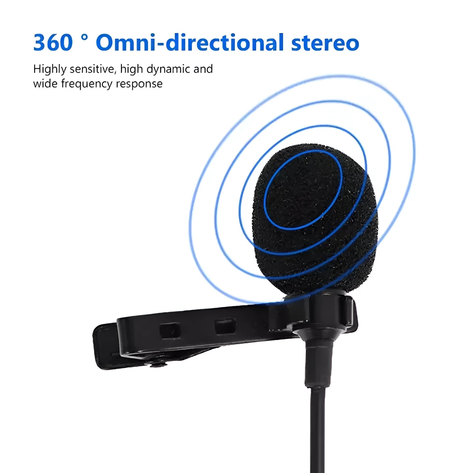 Wired lavalier microphone with clip and in-ear headphones for iPhone recording