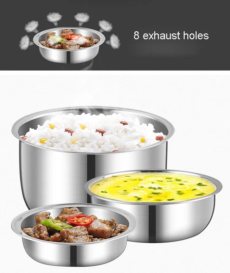 USB-powered electric lunch box showing two-layer and three-layer food container options