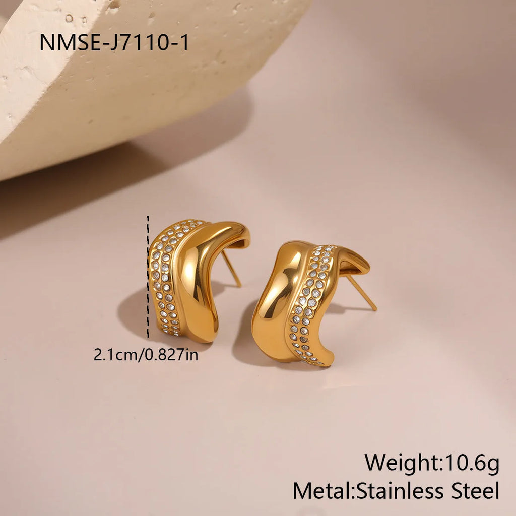 Stainless steel 18K gold plated triangle geometric stud earrings for women fashion OL light luxury style