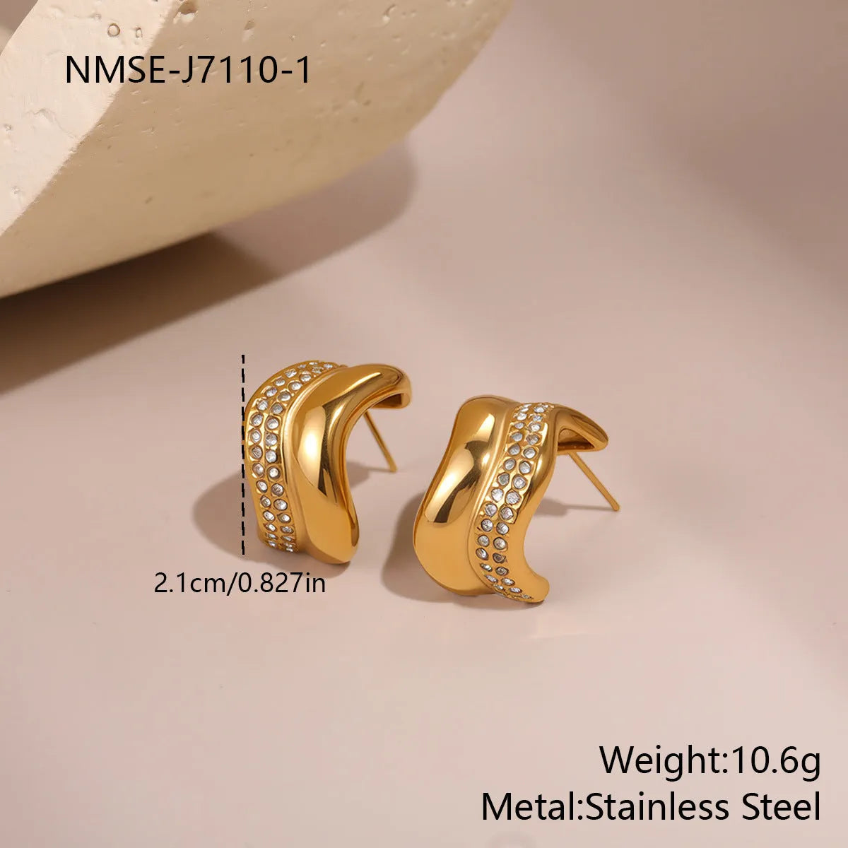 Stainless steel 18K gold plated triangle geometric stud earrings for women fashion OL light luxury style