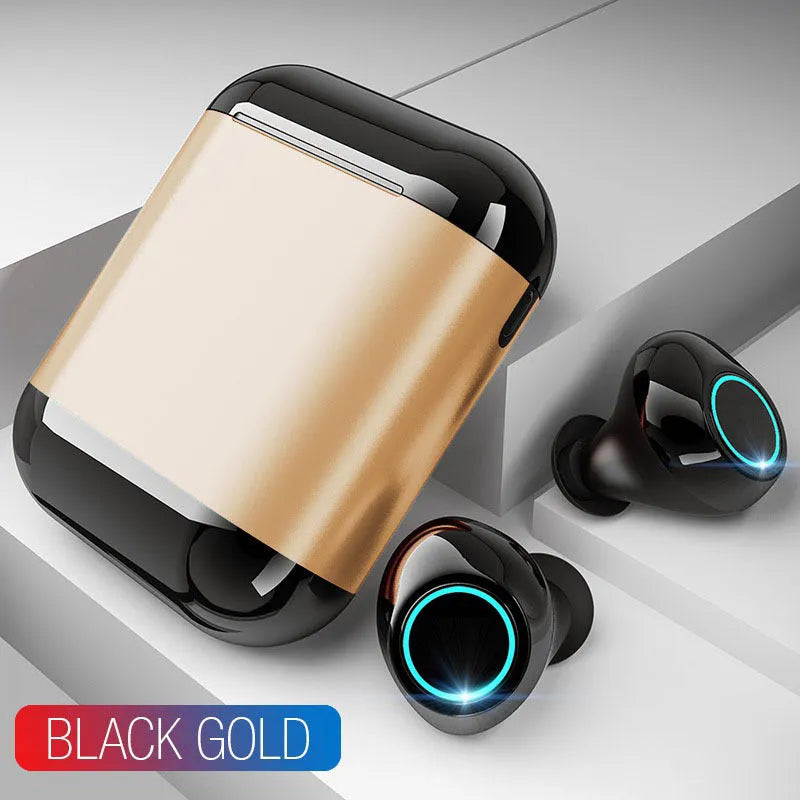 TWS Bluetooth wireless earphones in Black, Gold, or Light Grey with Bluetooth 5.0 connectivity