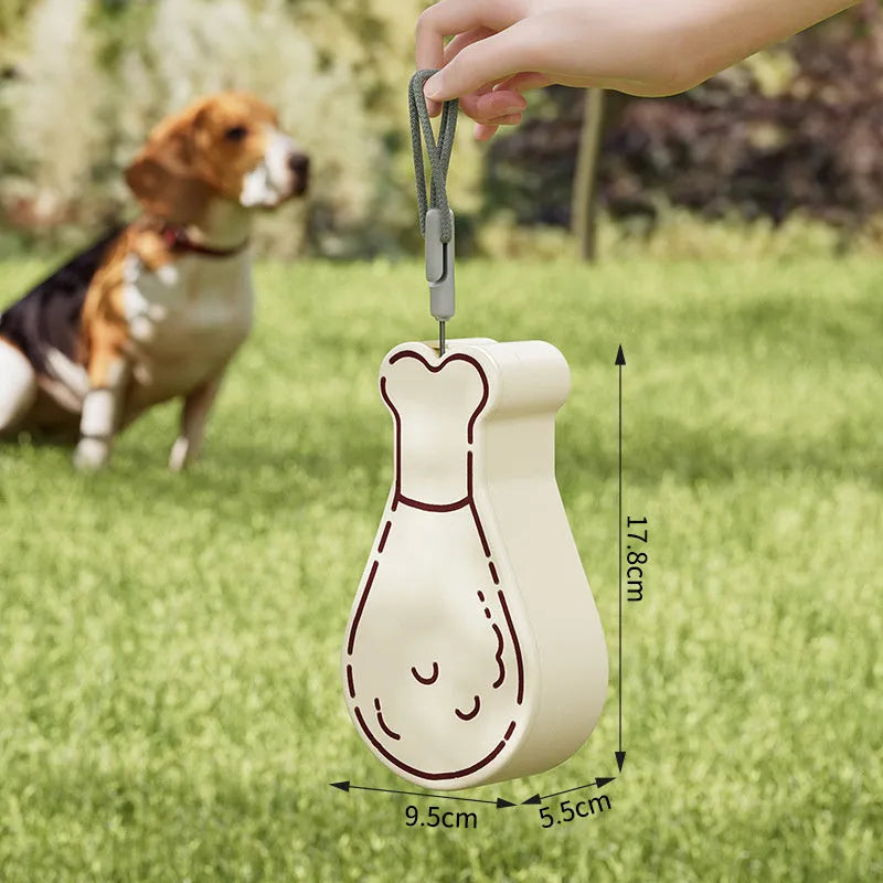 Orange and white portable pet water feeder with 200ml bottle and separate food container for dogs and cats