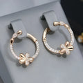 Personalised round ring earrings for women, copper electroplated geometric shape, one pair
