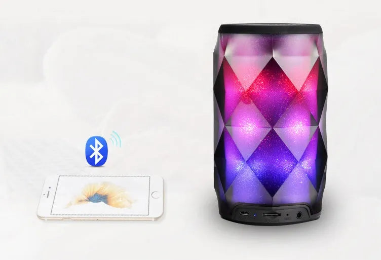 Black crystal diamond cut Coke can shaped Bluetooth speaker lantern with colourful lighting effects