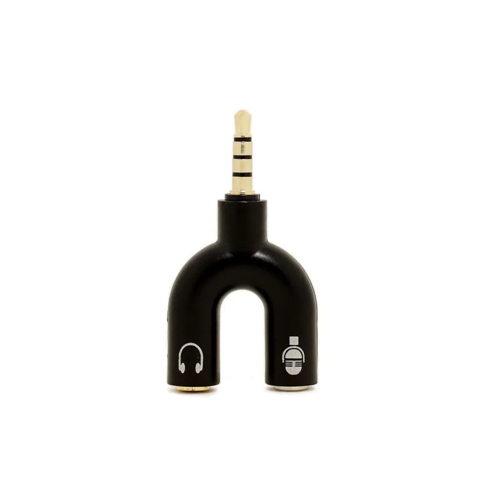 3.5mm audio splitter adapter in six colour options with gold-plated connections