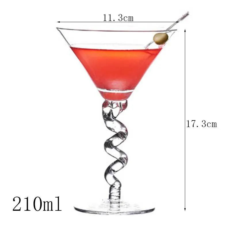 Transparent lead-free glass cocktail glass with seamless flat base and satin-board wall design