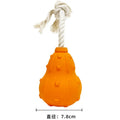 Natural rubber stuffable dog toy with longer strap for interactive play