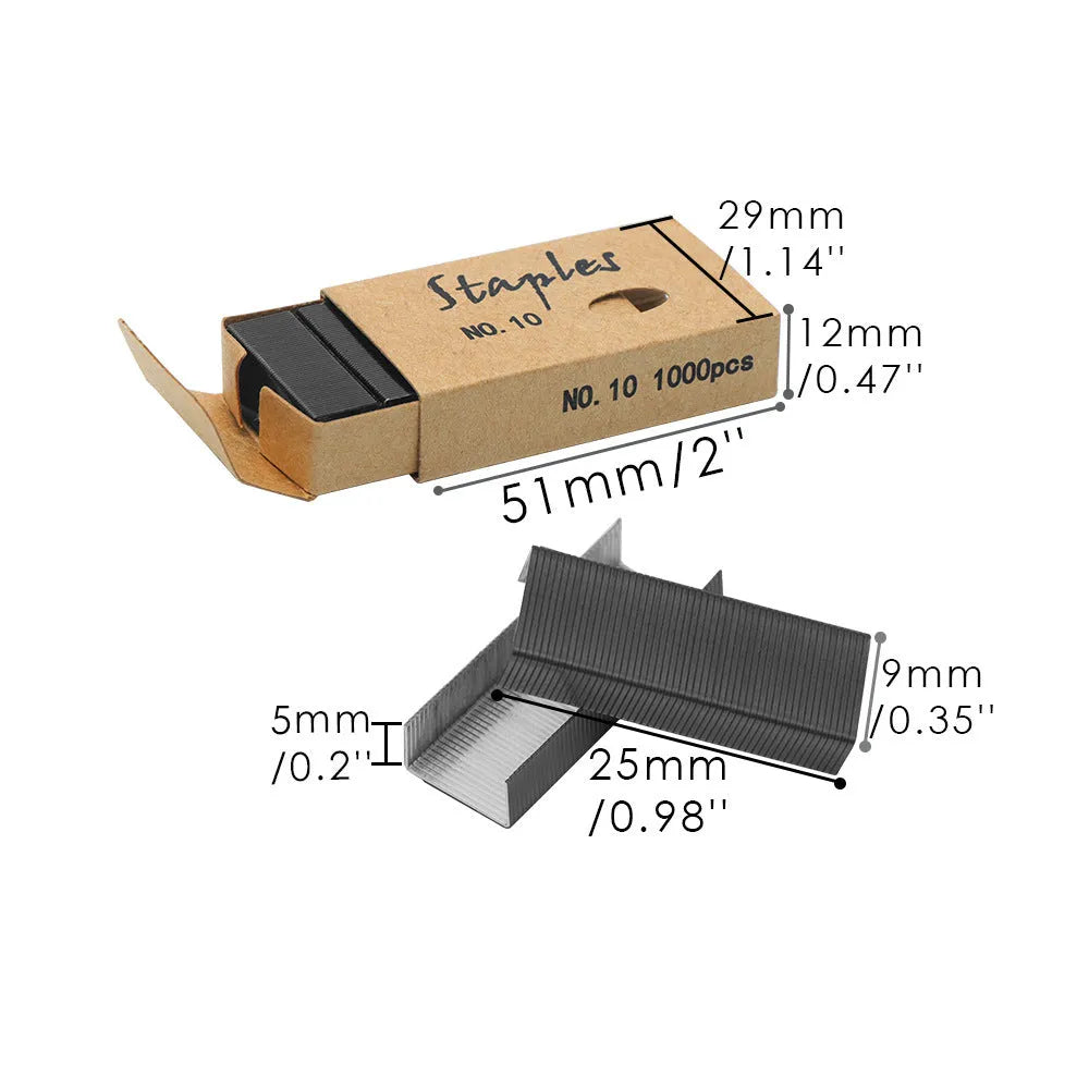 Box of 1000 metal office staples in black purple rose gold and rose red colour options