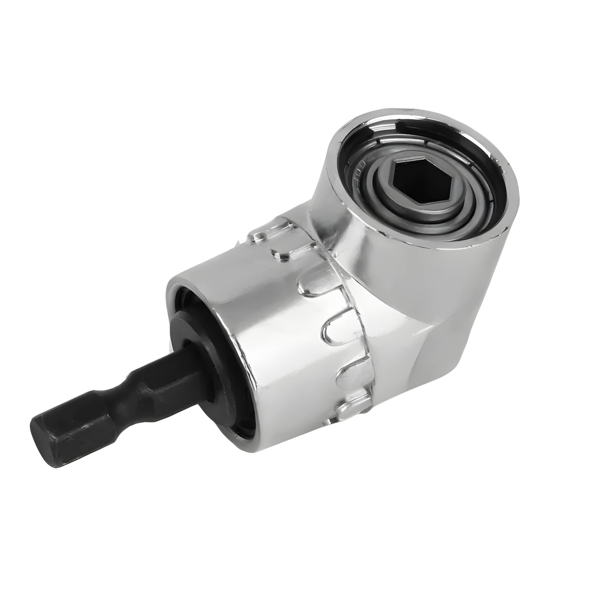 Silver flexible shaft screwdriver with 105-degree angled head for corners and confined spaces