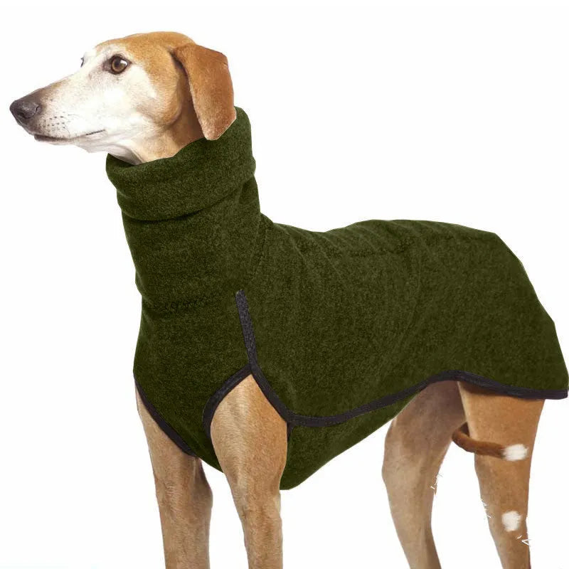 Newest winter dog coat for medium large dogs in rabbit fleece with high collar, pullover style
