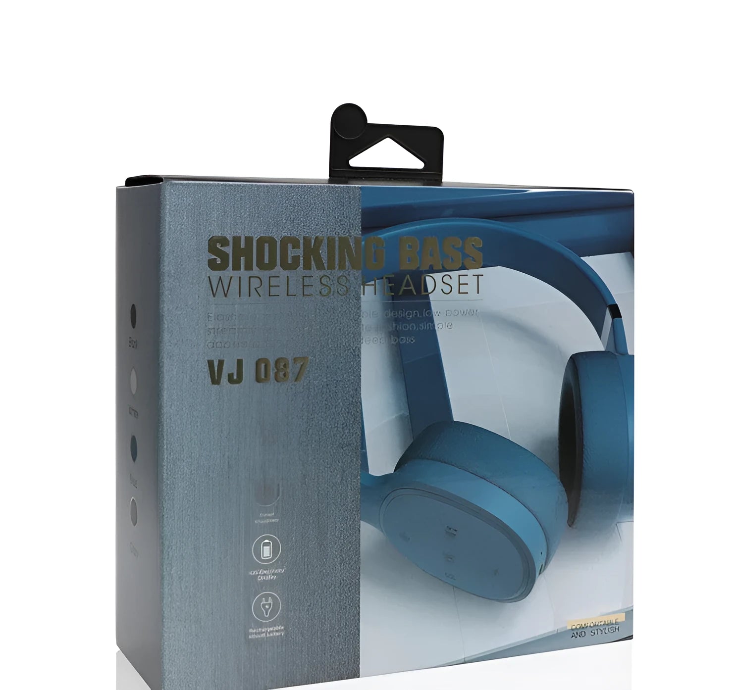 Wireless Bluetooth headset in black, showing over-ear design with 40mm speakers and Bluetooth 5.0 connectivity.