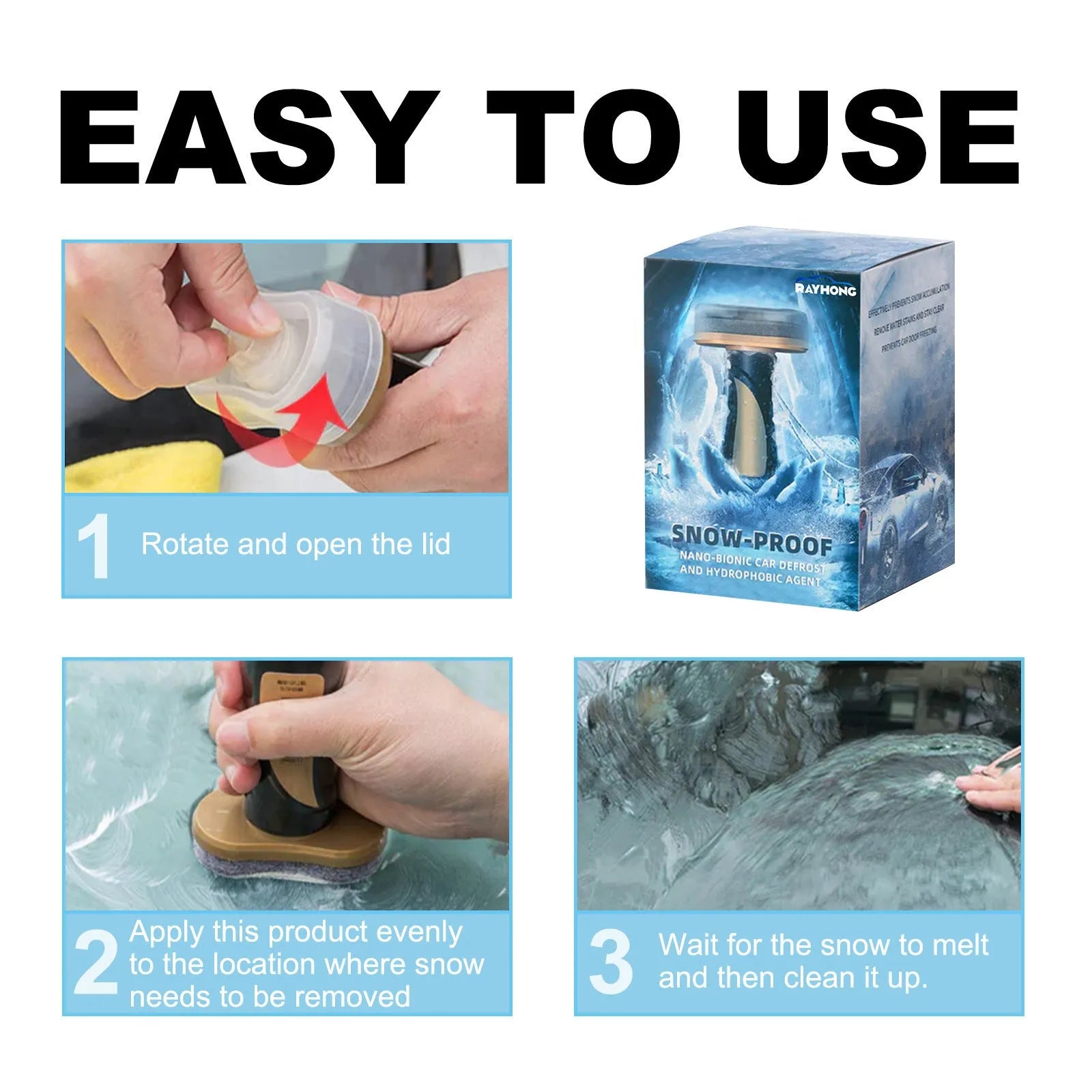 Hydrophobic nano coating car snow brush measuring 5cm by 9cm by 14cm
