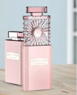 Pink rechargeable perfume fan with USB charging and 1200mAh battery