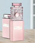 Pink rechargeable perfume fan with USB charging and 1200mAh battery