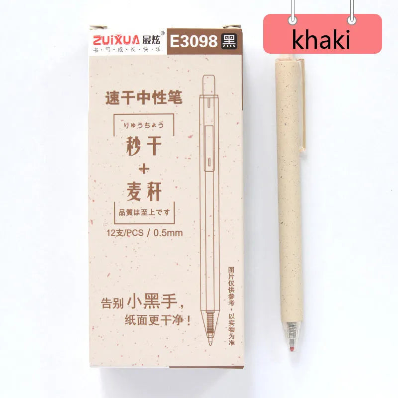 Pack of 12 push-type 0.5mm quick-drying gel pens in four colours with replaceable refill