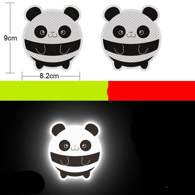 Pair of reflective warning stickers with diamond film for vehicles, approximately 9 by 5 cm