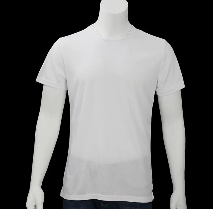Quick-drying waterproof anti-fouling plain round neck short sleeve T-shirt in white, black, blue for unisex active wear