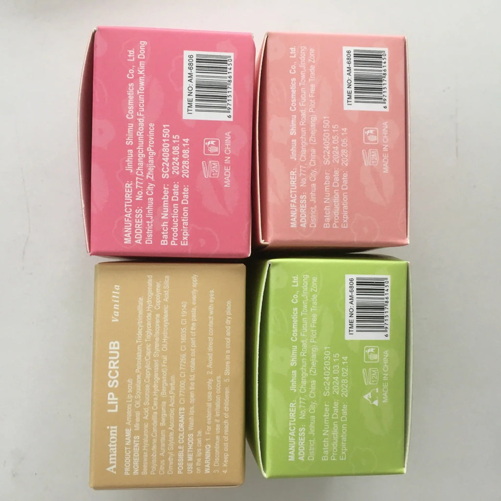 Amatoni 30g fruit flavour lip scrub cream jar in coconut raspberry vanilla watermelon options