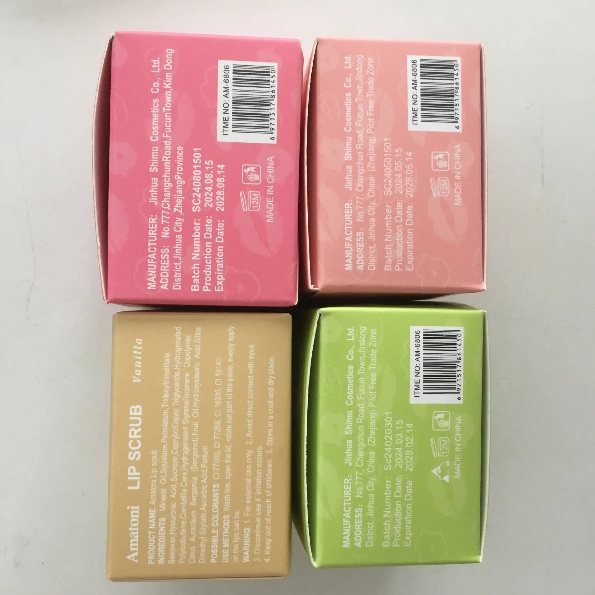 Amatoni 30g fruit flavour lip scrub cream jar in coconut raspberry vanilla watermelon options
