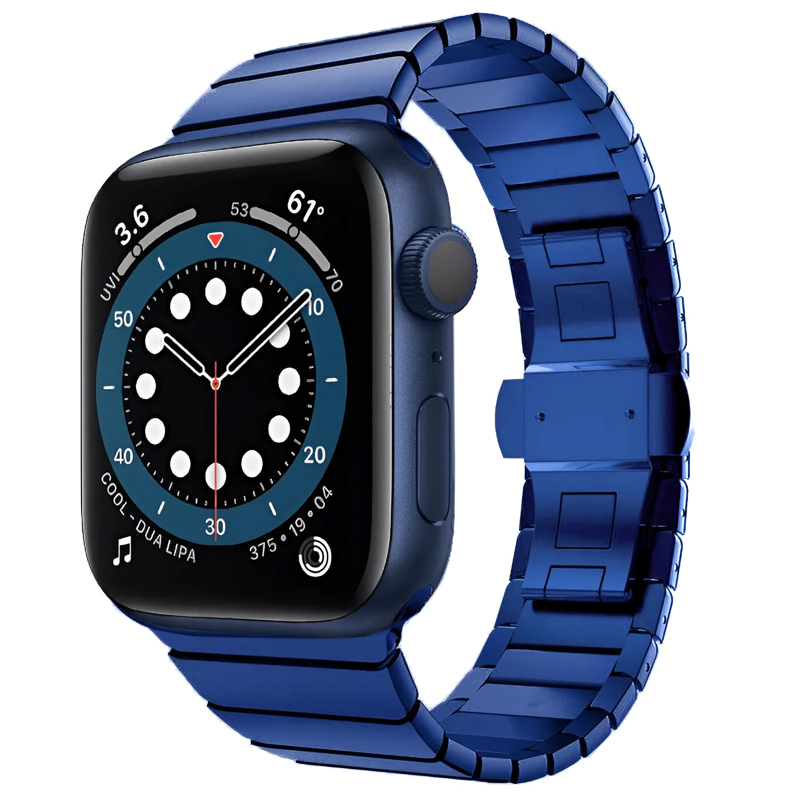 Stainless steel metal chain Apple Watch band with butterfly buckle clasp in multiple colours