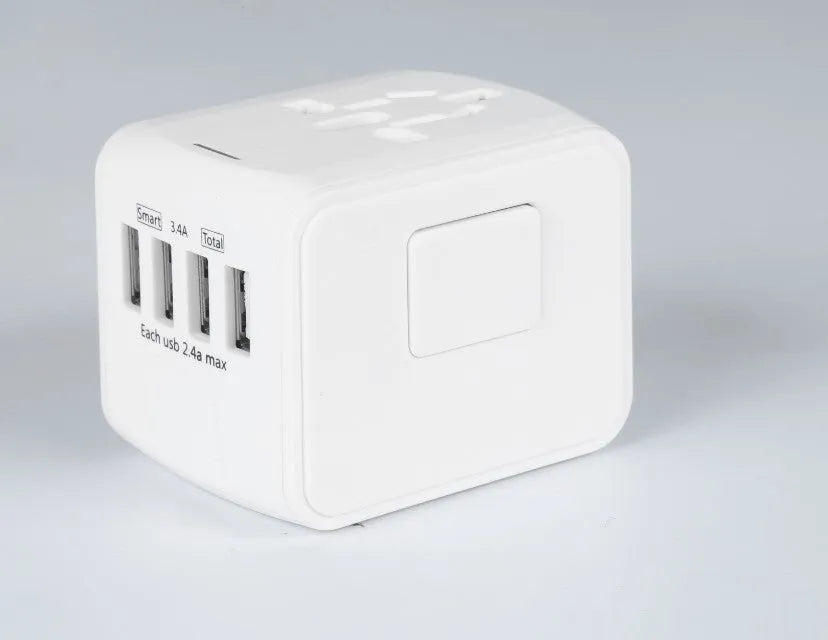 Multi-function universal travel socket adapter with USB ports, black, 66x53x52 mm