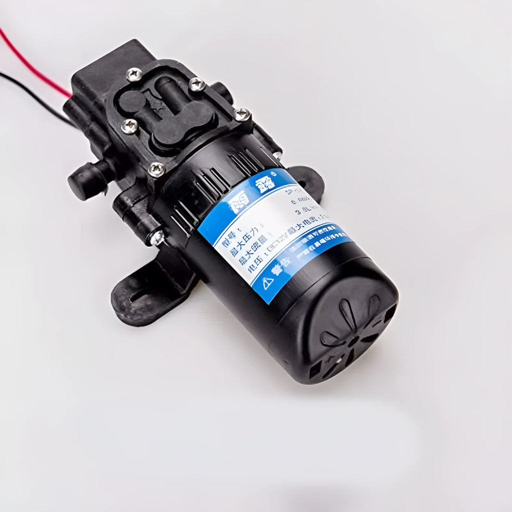 12V DC electric water pump motor with engineering plastic housing and pure copper motor, backflow colour option, 12.5 cm size