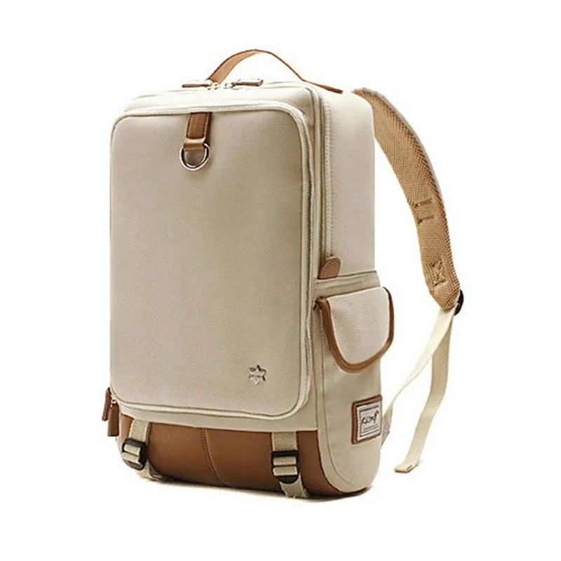 Modern men's backpack in Oxford cloth showing large main compartment, available in army green colour.