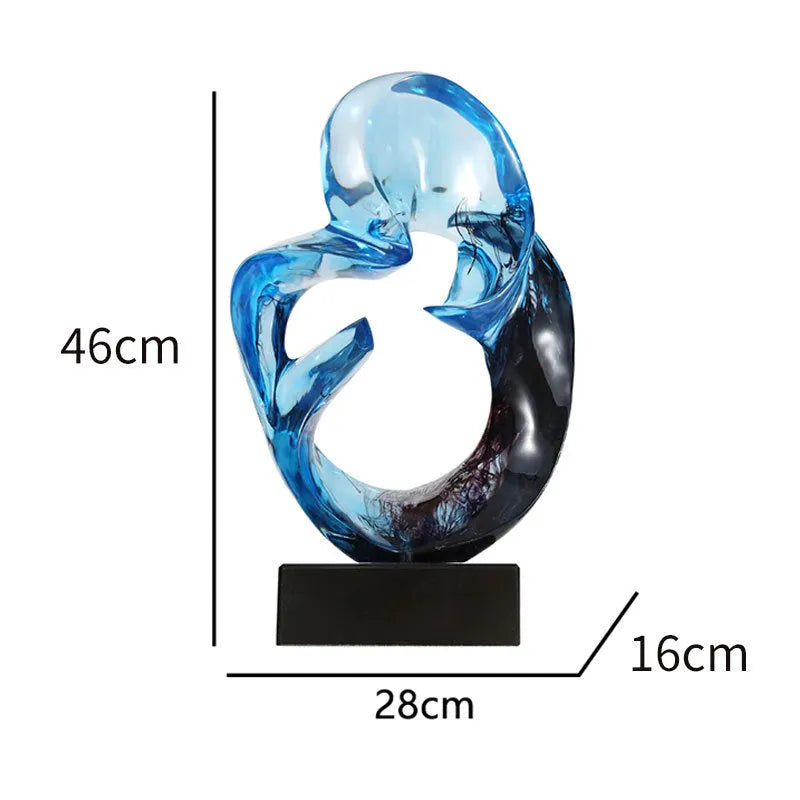 Transparent resin craft ornament in orange red or blue modern simplicity style