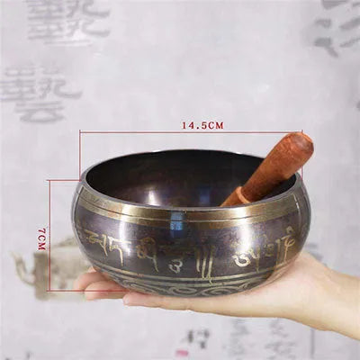 Tibet singing bowl ring copper seven metals meditation feng shui ornament black gold sizes 8.5cm to 18cm