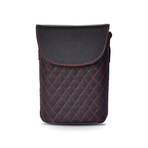 Car multi-function storage box in leather with plaid pattern, size 16.5x13x8cm, in beige colour option